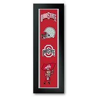 Ohio State Buckeyes Framed 12" x 36" Logo Heritage Art Print