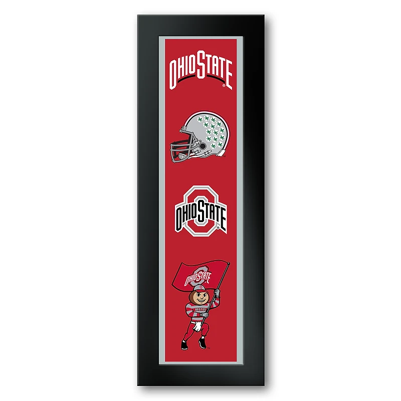 Ohio State Buckeyes Framed 12" x 36" Logo Heritage Art Print