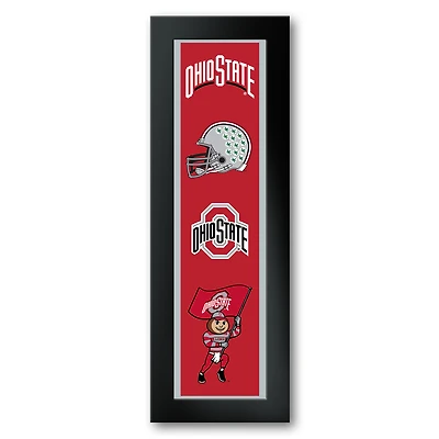 Ohio State Buckeyes Framed 12" x 36" Logo Heritage Art Print