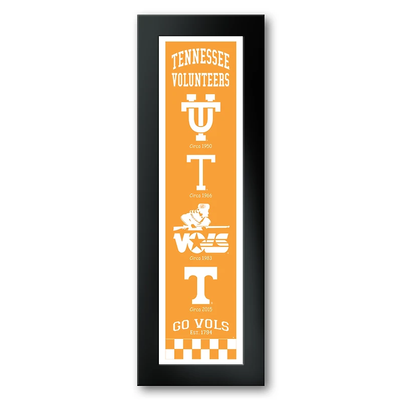 Tennessee Volunteers Framed 12" x 36" Logo Heritage Art Print