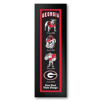 Georgia Bulldogs Framed 12" x 36" Logo Heritage Art Print