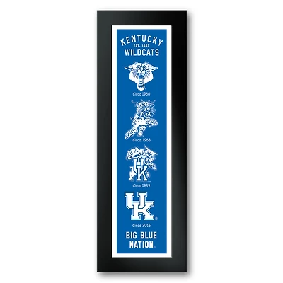Kentucky Wildcats Framed 12" x 36" Logo Heritage Art Print