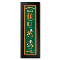 Miami Hurricanes Framed 12" x 36" Logo Heritage Art Print