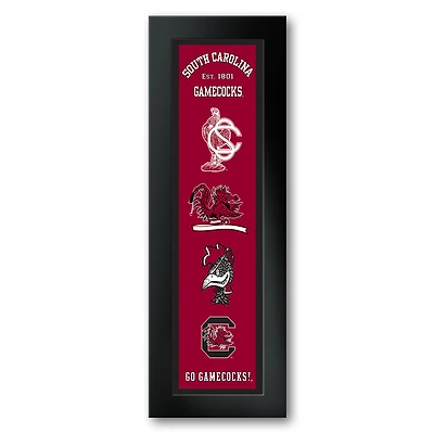 South Carolina Gamecocks Framed 12" x 36" Logo Heritage Art Print