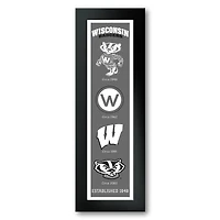 Wisconsin Badgers Framed 12" x 36" Logo Heritage Art Print