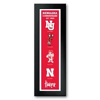 Nebraska Huskers Framed 12" x 36" Logo Heritage Art Print