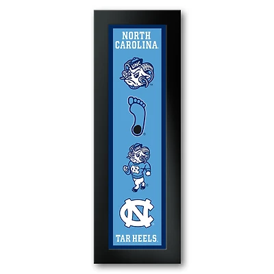 North Carolina Tar Heels Framed 12" x 36" Logo Heritage Art Print