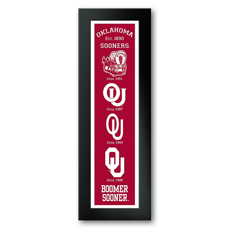 Oklahoma Sooners Framed 12" x 36" Logo Heritage Art Print