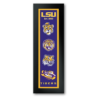 LSU Tigers Framed 8" x 26" Logo Heritage Art Print