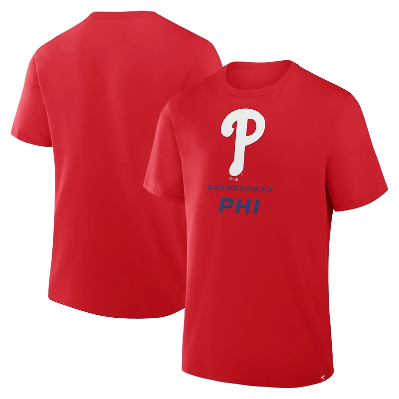 Men's Fanatics Red Philadelphia Phillies Clubhouse Legacy Side Swipe T-Shirt