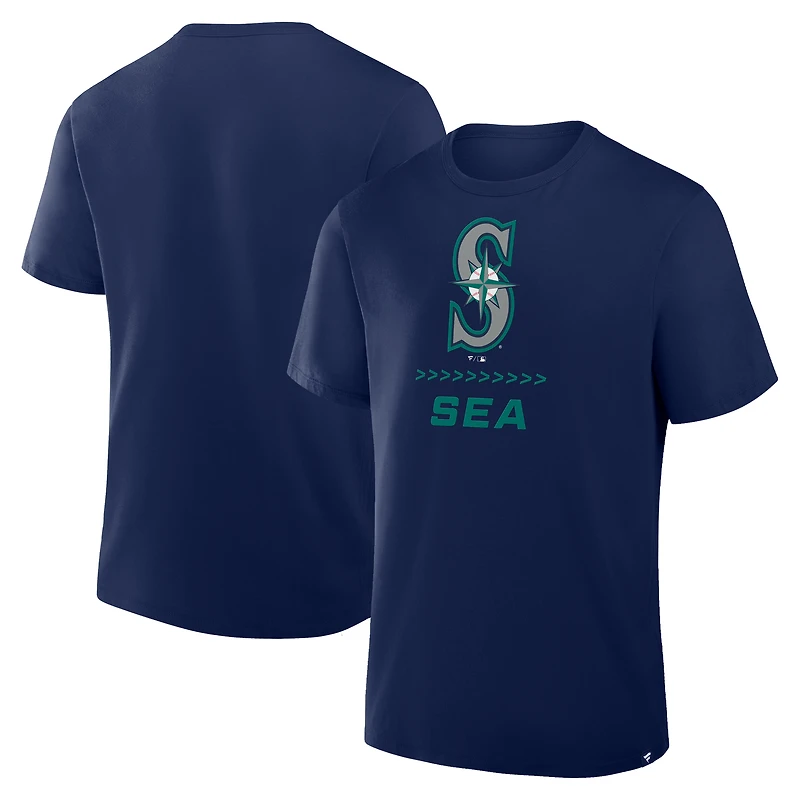 Men's Fanatics Navy Seattle Mariners Clubhouse Legacy Side Swipe T-Shirt