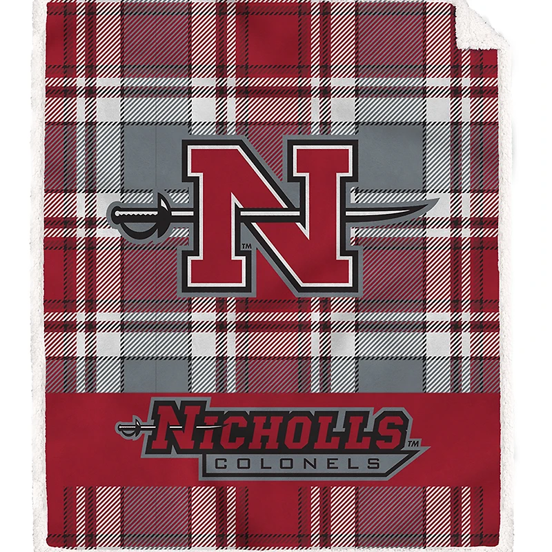 Pegasus Nicholls State Colonels 50" x 60" Bold Plaid Ultra Soft Sherpa Blanket