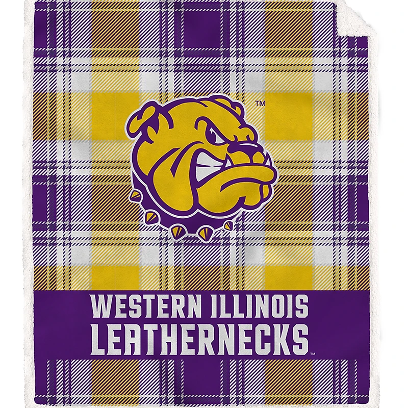 Pegasus Western Illinois Leathernecks 50" x 60" Bold Plaid Ultra Soft Sherpa Blanket