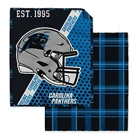 Pegasus  Carolina Panthers 60" x 80" Gradient Helmet Double-Sided Plaid Sherpa Blanket
