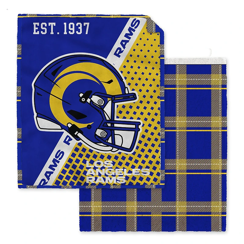 Pegasus  Los Angeles Rams 60" x 80" Gradient Helmet Double-Sided Plaid Sherpa Blanket