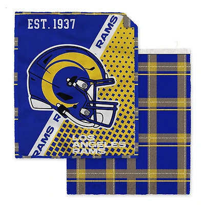 Pegasus  Los Angeles Rams 60" x 80" Gradient Helmet Double-Sided Plaid Sherpa Blanket