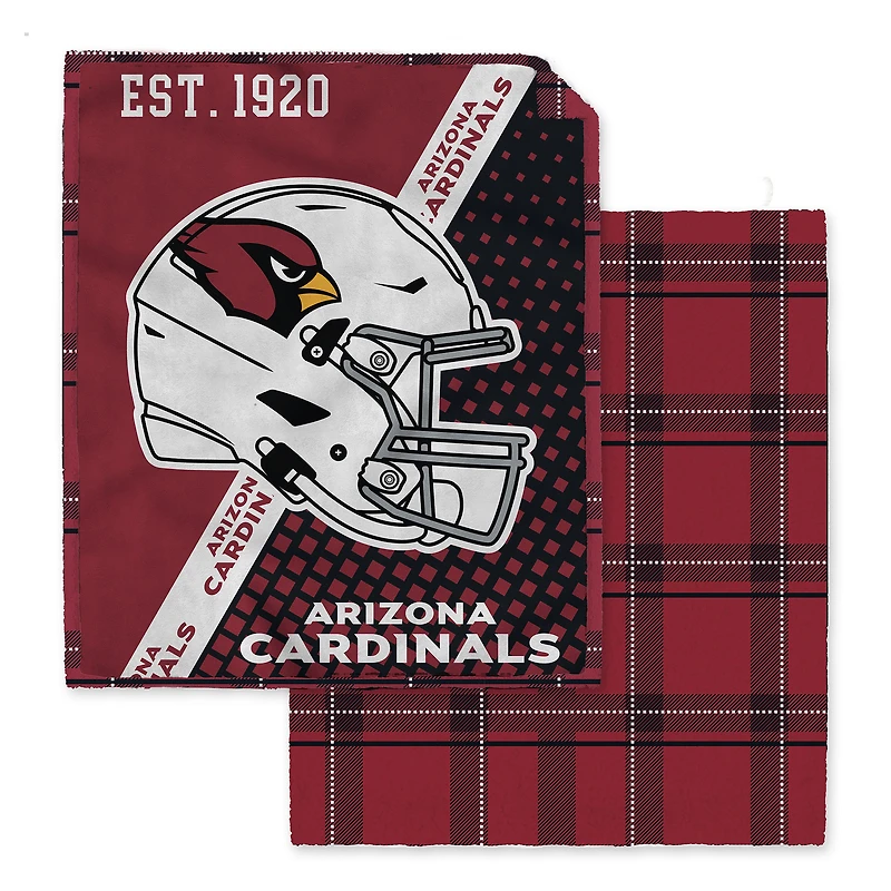 Pegasus  Arizona Cardinals 60" x 80" Gradient Helmet Double-Sided Plaid Sherpa Blanket