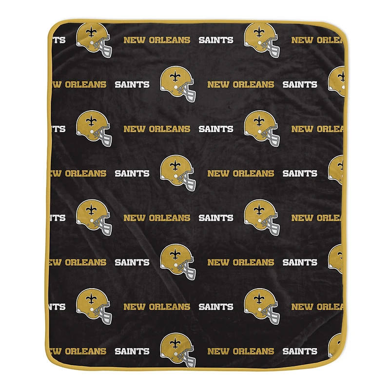 Pegasus New Orleans Saints 60" x 72" Repeat Helmet Wordmark Ultra Soft Blanket