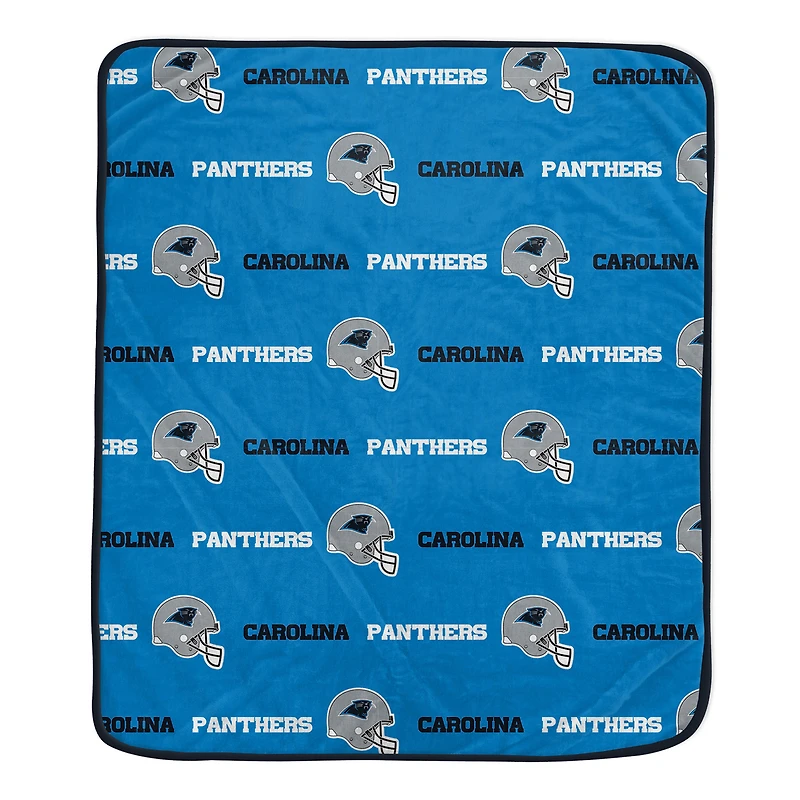 Pegasus Carolina Panthers 60" x 72" Repeat Helmet Wordmark Ultra Soft Blanket