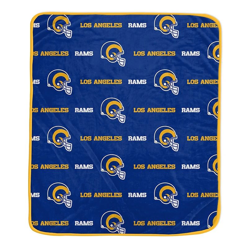 Pegasus Los Angeles Rams 60" x 72" Repeat Helmet Wordmark Ultra Soft Blanket