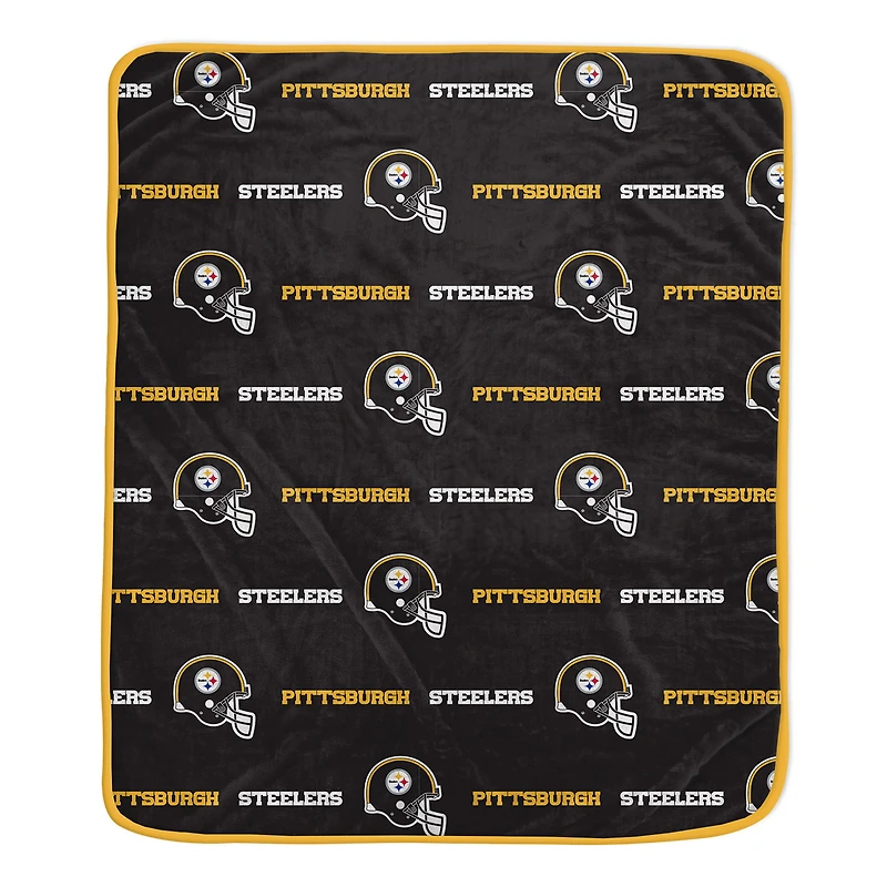 Pegasus Pittsburgh Steelers 60" x 72" Repeat Helmet Wordmark Ultra Soft Blanket