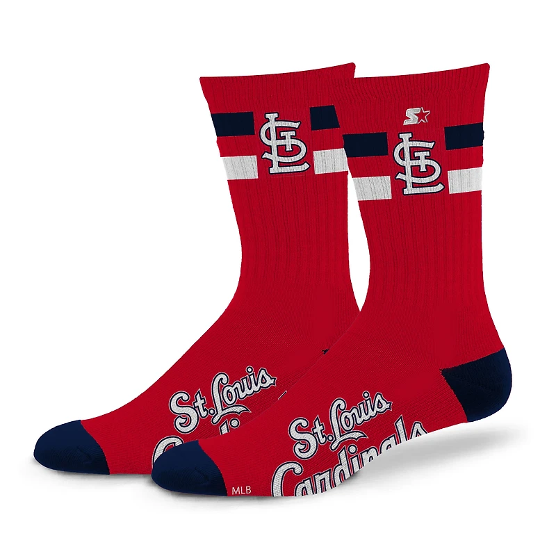 Unisex Starter St. Louis Cardinals Team Color Two-Stripe Crew Socks