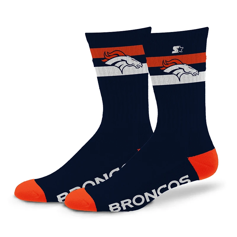 Unisex Starter Denver Broncos Team Color Two-Stripe Crew Socks