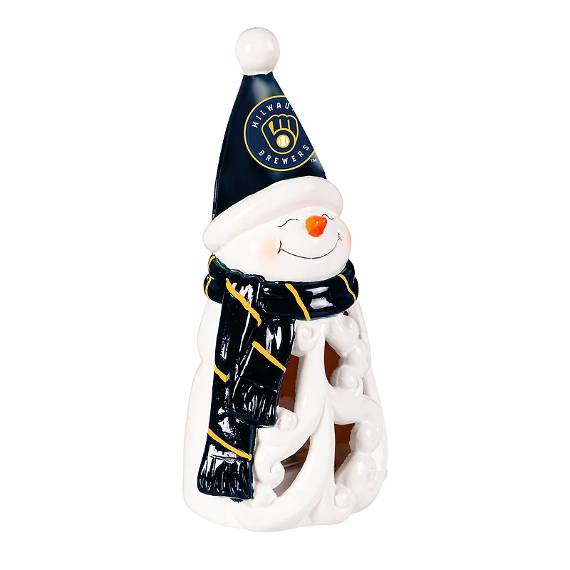 Milwaukee Brewers LED 8" Snowman Lit Garden Statue