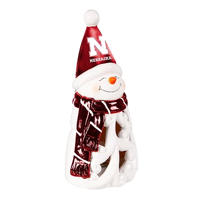 Nebraska Huskers LED 8" Snowman Lit Garden Statue