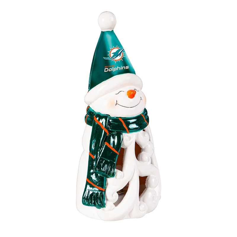 Miami Dolphins LED 8" Snowman Lit Garden Statue