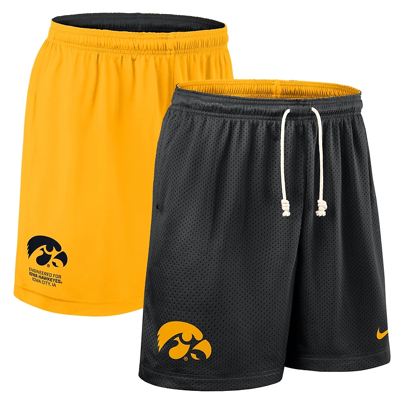 Men's Nike Black/Gold Iowa Hawkeyes 2025 Sideline Reversible Dri-FIT Shorts