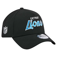 Men's New Era Black Detroit Lions Smith 9FORTY Adjustable hat