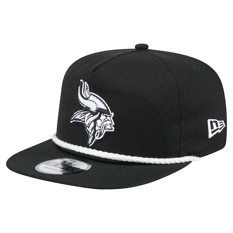 Men's New Era Black Minnesota Vikings B-Dub Golfer Snapback Hat