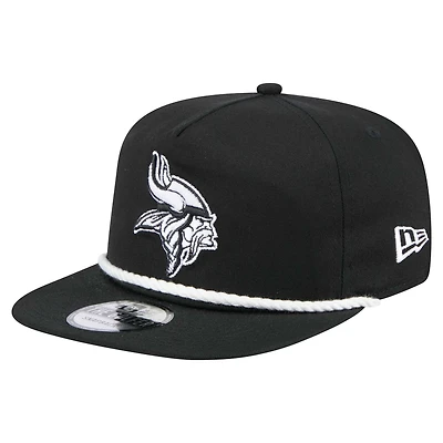 Men's New Era Black Minnesota Vikings B-Dub Golfer Snapback Hat