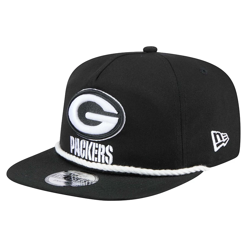 Men's New Era Black Green Bay Packers B-Dub Golfer Snapback Hat