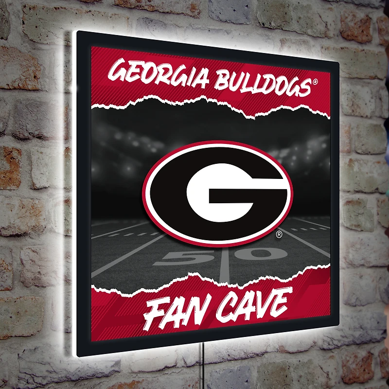 Georgia Bulldogs 23" LED Fan Cave Square-Shaped Lighted Wall Sign
