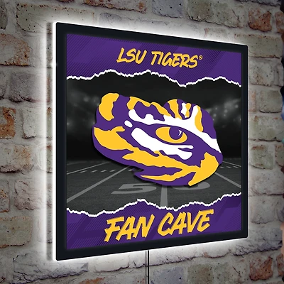 LSU Tigers 23" LED Fan Cave Square-Shaped Lighted Wall Sign