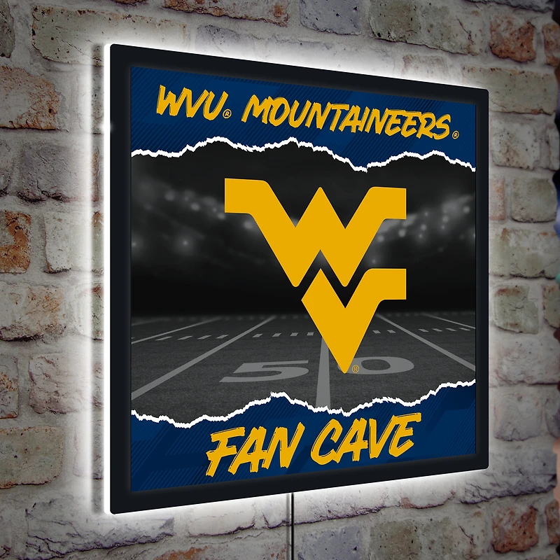 West Virginia Mountaineers 23" LED Fan Cave Square-Shaped Lighted Wall Sign