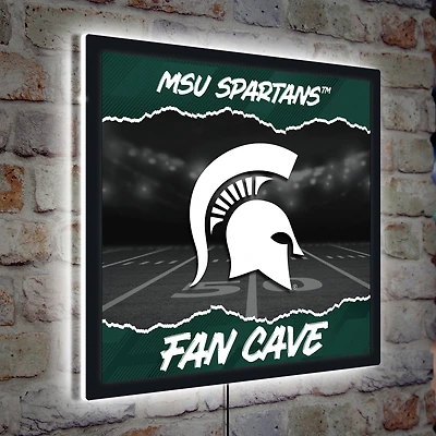Michigan State Spartans 23" LED Fan Cave Square-Shaped Lighted Wall Sign