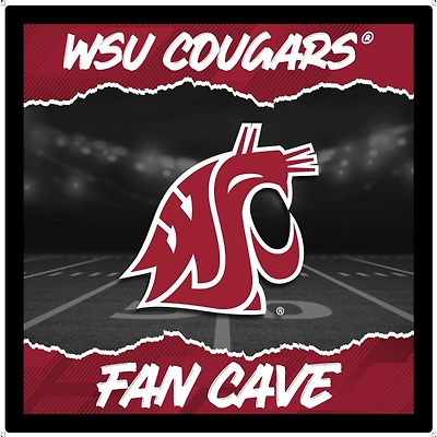 Washington State Cougars 23" LED Fan Cave Square-Shaped Lighted Wall Sign