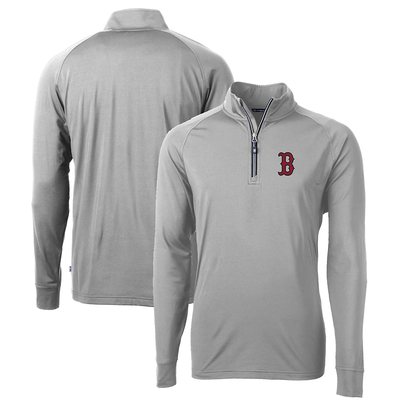Men's Cutter & Buck Gray Boston Red Sox Big & Tall Adapt Eco Knit Stretch Recycled Quarter-Zip Pullover Top