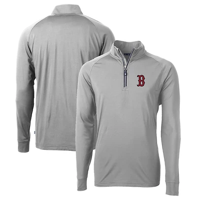 Men's Cutter & Buck Gray Boston Red Sox Big & Tall Adapt Eco Knit Stretch Recycled Quarter-Zip Pullover Top