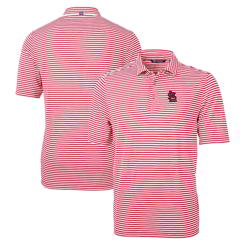 Men's Cutter & Buck Red St. Louis Cardinals Big & Tall Virtue Eco Pique Stripe Recycled Polo