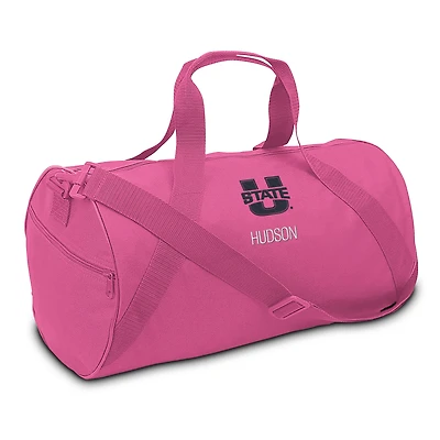 Youth Pink Utah State Aggies Personalized Duffel Bag