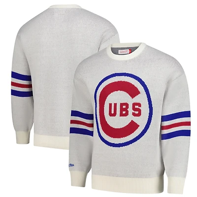 Men's Mitchell & Ness Cream Chicago Cubs Retro Pullover Sweater