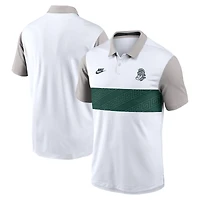 Men's Nike White/Gray Michigan State Spartans Athletic Prep Legacy Logo Vapor Performance Polo