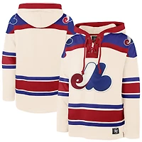 Men's '47 Cream Montreal Expos Cooperstown Collection Superior Lacer Pullover Hoodie