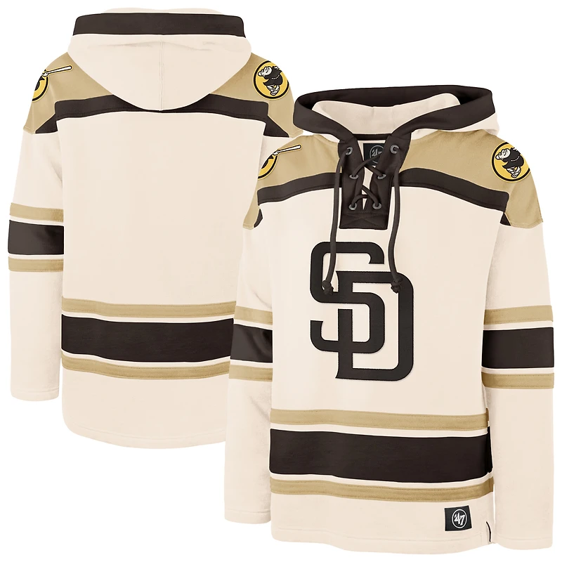 Men's '47 Cream San Diego Padres Superior Lacer Pullover Hoodie