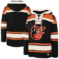 Men's '47 Black Baltimore Orioles Superior Lacer Pullover Hoodie
