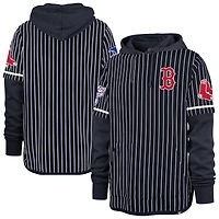 Men's '47  Navy Boston Red Sox Pinstripe Double Header Pullover Hoodie